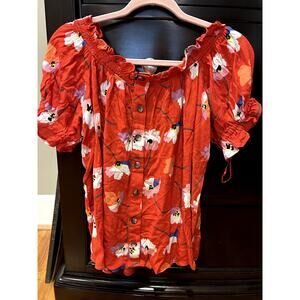 NWT Harve Benard Size Large Red Floral Edit Feminine Summer Chic